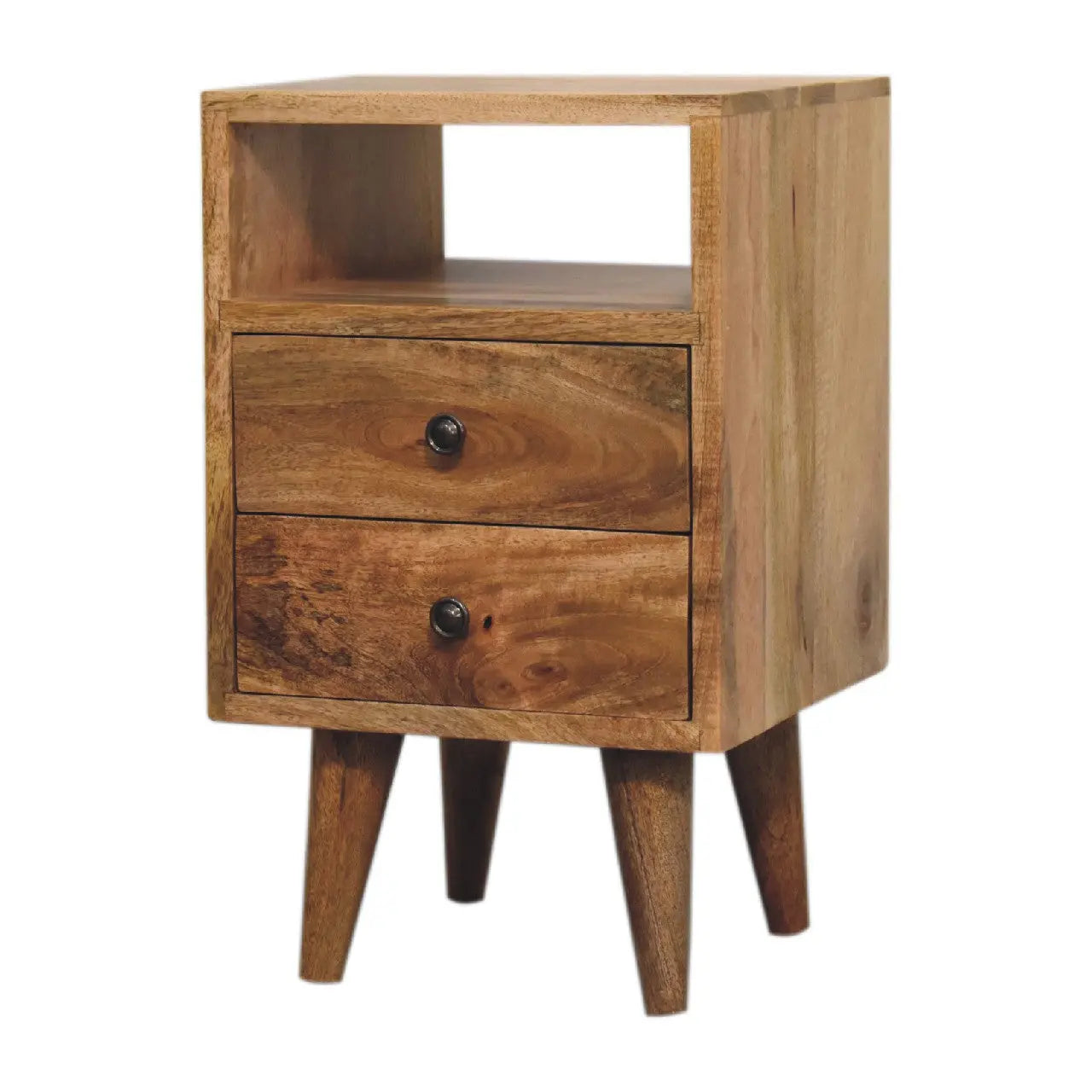 20" Oak Solid Wood Two Drawer Nightstand Homeroots Bed & Bath