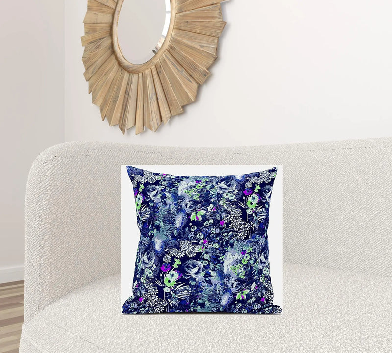 20" Purple Blue Springtime Suede Throw Pillow Homeroots Home Decor
