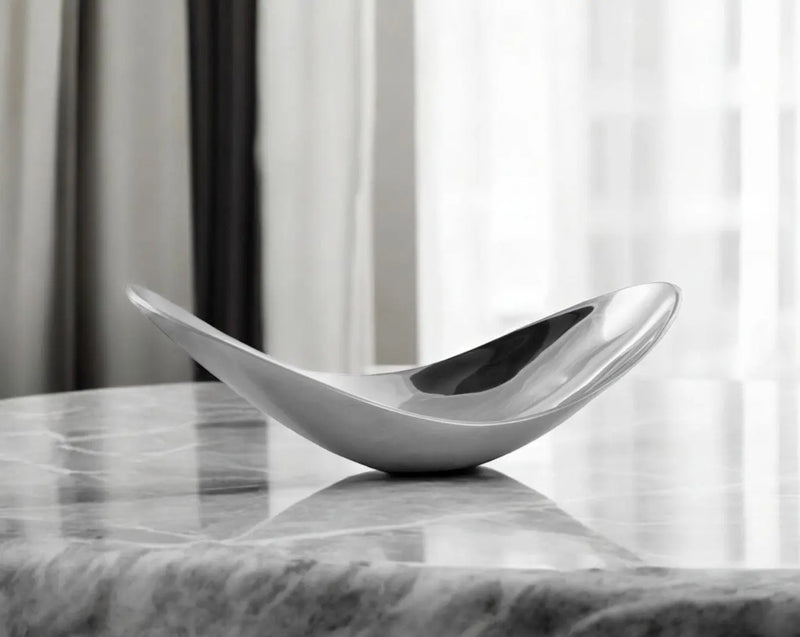 20" Silver Aluminum Contemporary Scoop Decorative Bowl Homeroots Kitchen & Dining
