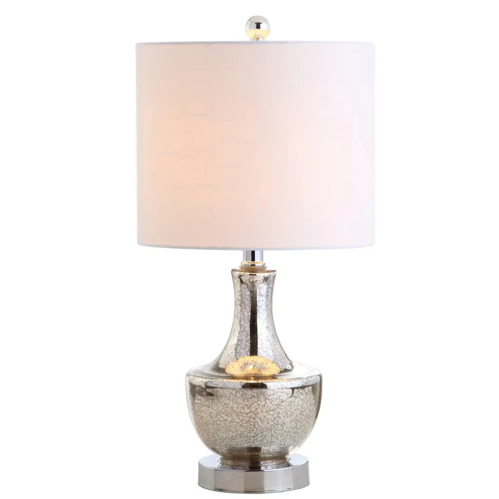 20" Silver Novelty Bedside Lamp With Drum Shade Homeroots Lighting