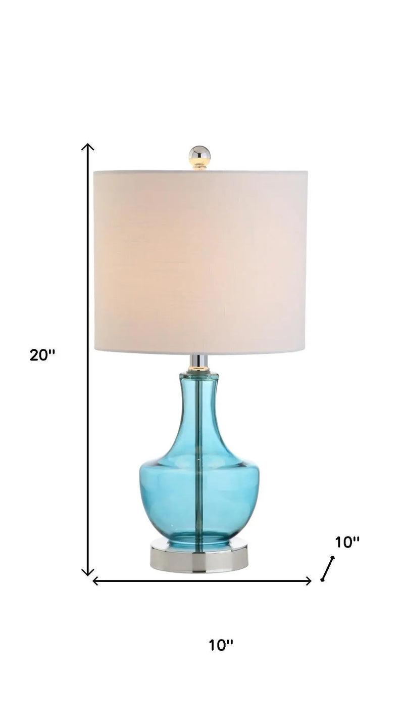 20" Turquoise And Silver Gourd Table Lamp With Drum Shade Homeroots Lighting