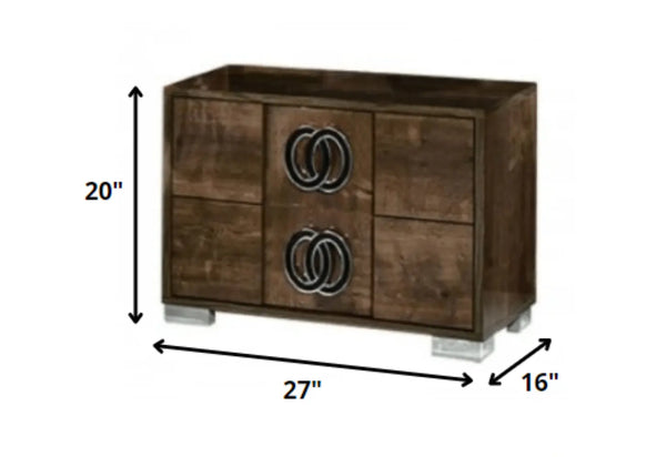 20" Walnut Wood Nightstand Homeroots Bed & Bath