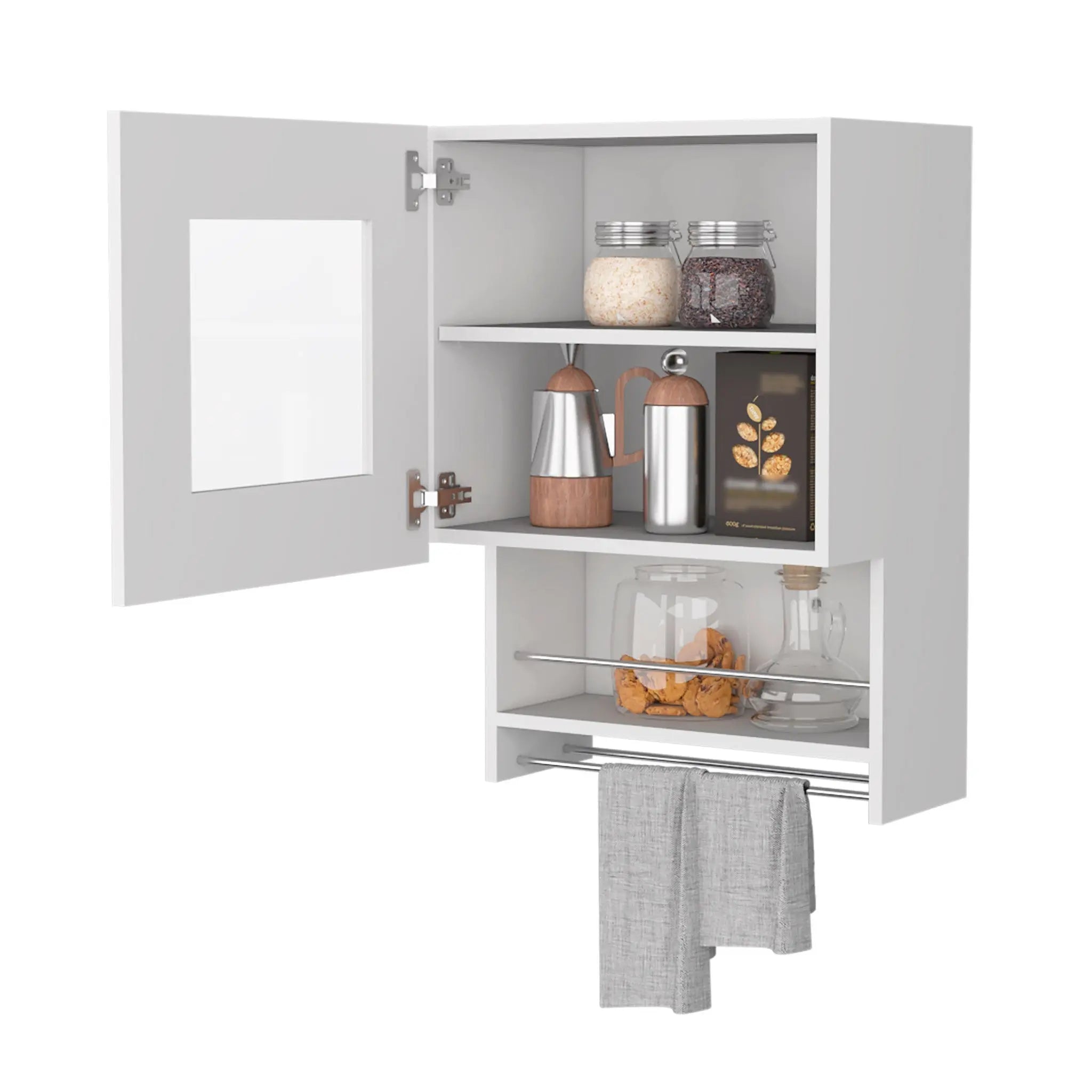 20" White Accent Cabinet With Two Shelves Homeroots Kitchen & Dining