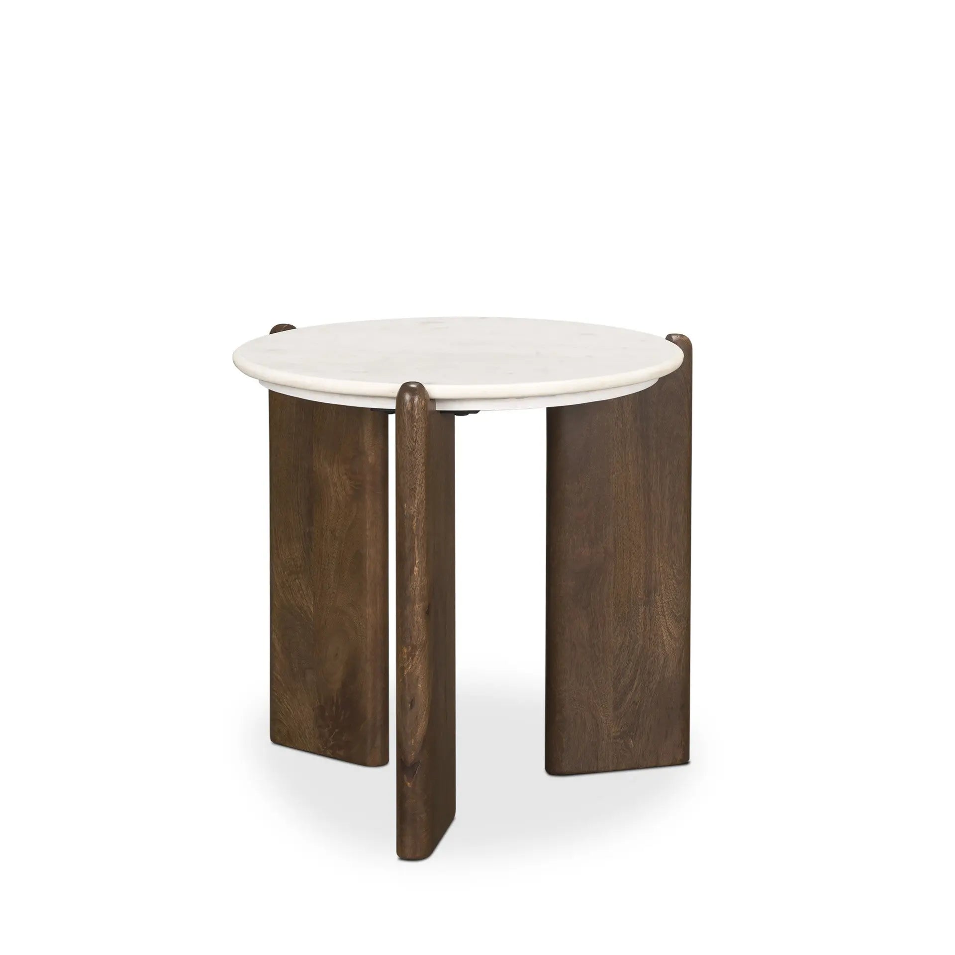 20" White And Brown Marble And Solid Wood End Table Homeroots Living Room