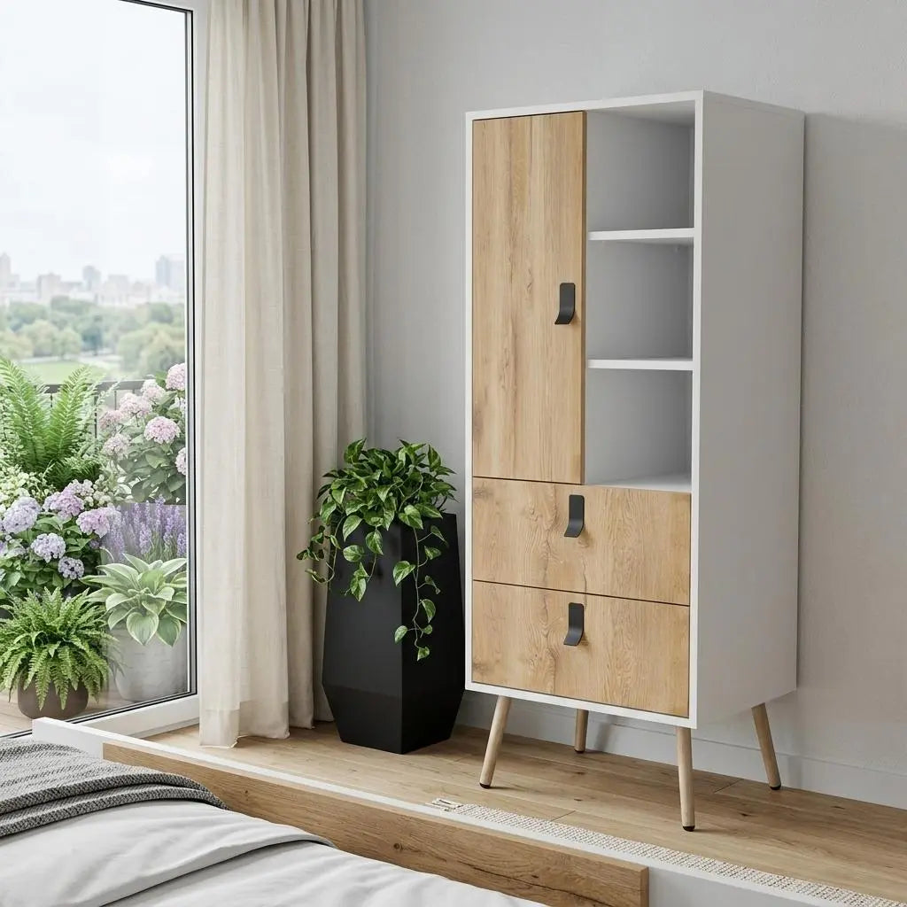 20" White And Natural Wood Two Drawer Dresser Homeroots Bed & Bath