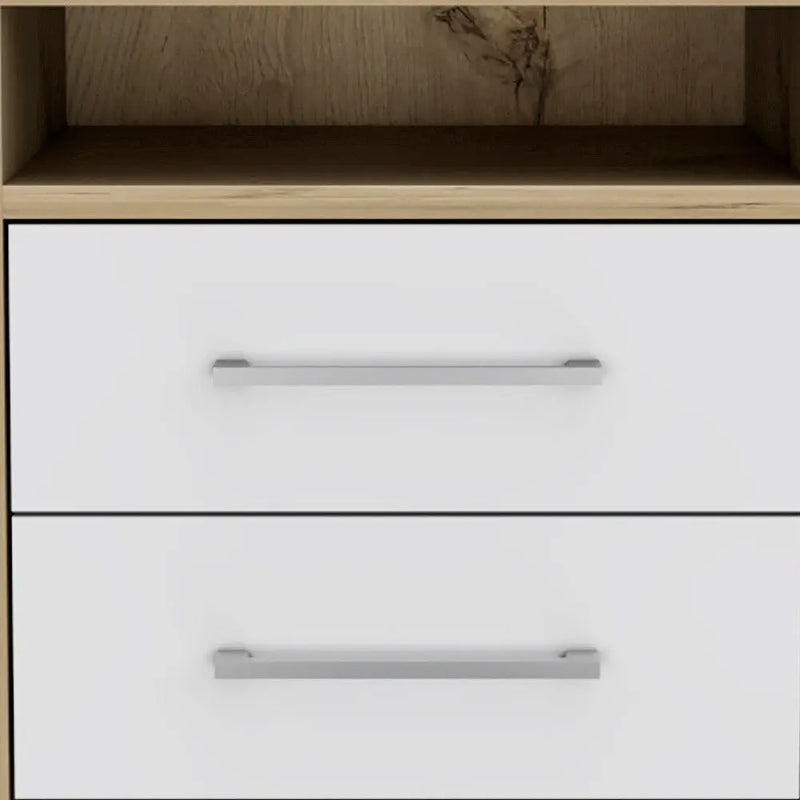 20" White And Natural Wood Two Drawer Nightstand Homeroots Bed & Bath