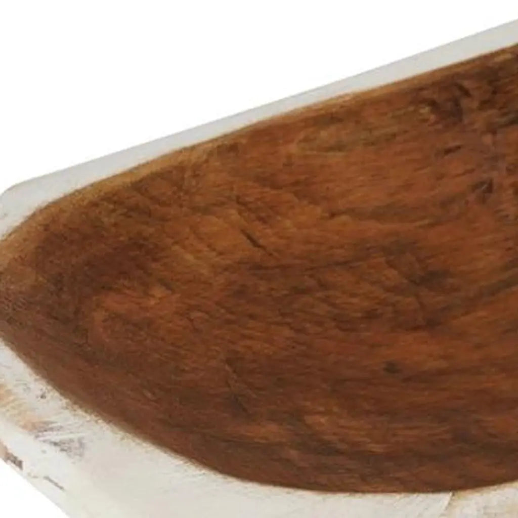20" White Solid Wood Dough Bowl With Handles Homeroots Kitchen & Dining
