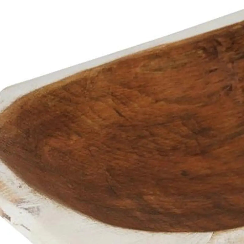 20" White Solid Wood Dough Bowl With Handles Homeroots Kitchen & Dining