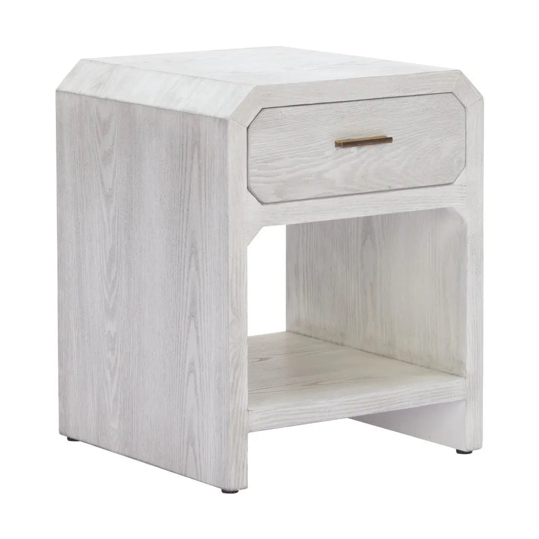 20" White Wood Faceted End Table With Drawer And Shelf Homeroots Living Room