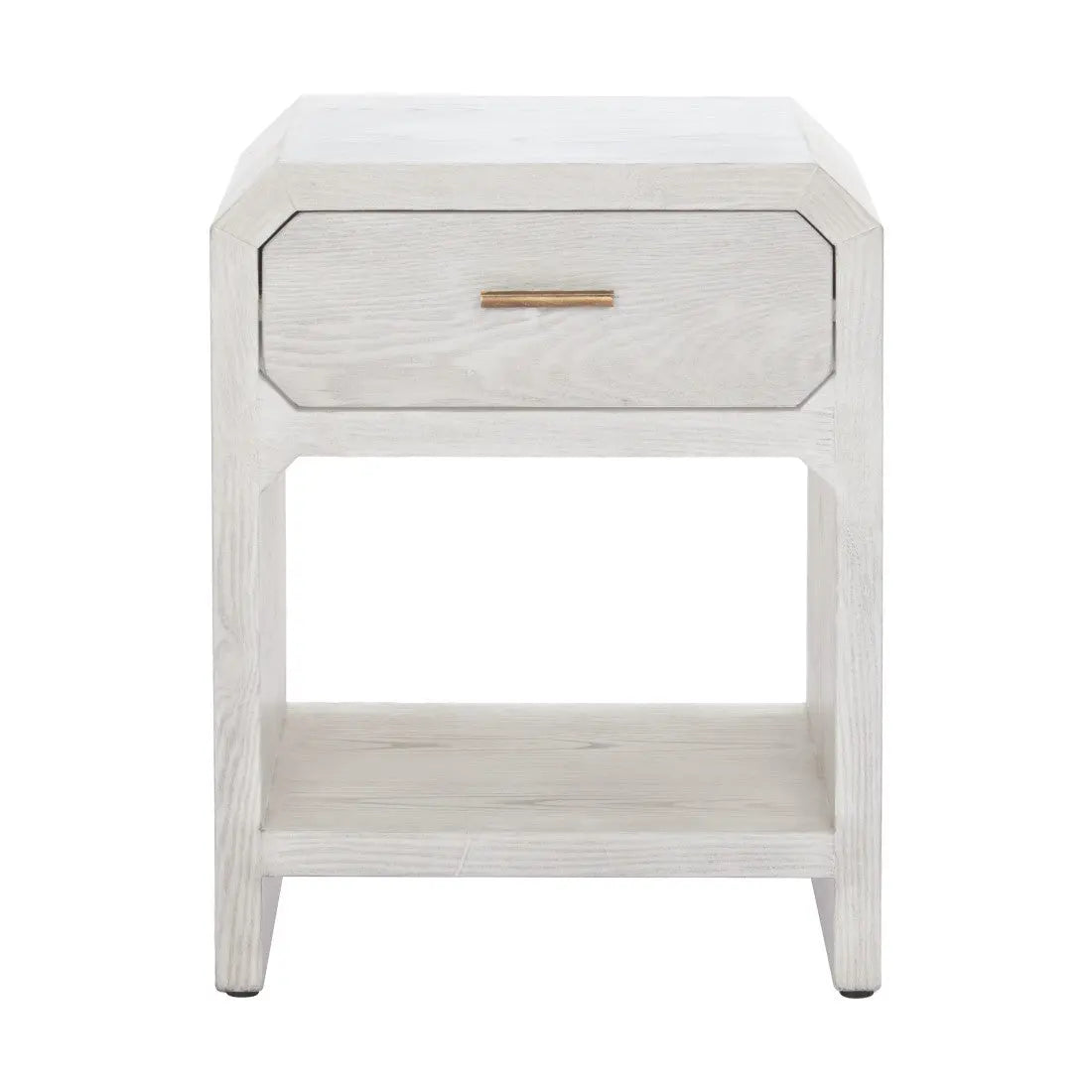 20" White Wood Faceted End Table With Drawer And Shelf Homeroots Living Room