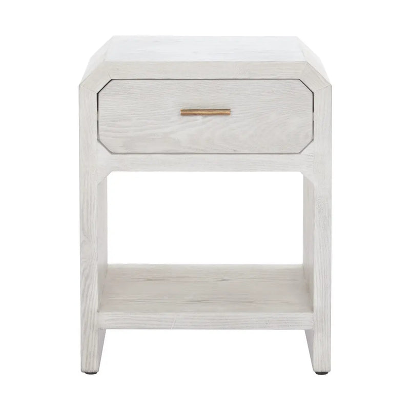 20" White Wood Faceted End Table With Drawer And Shelf Homeroots Living Room