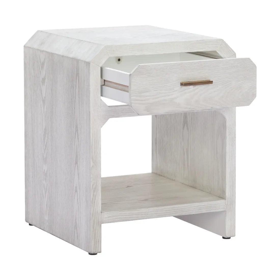 20" White Wood Faceted End Table With Drawer And Shelf Homeroots Living Room