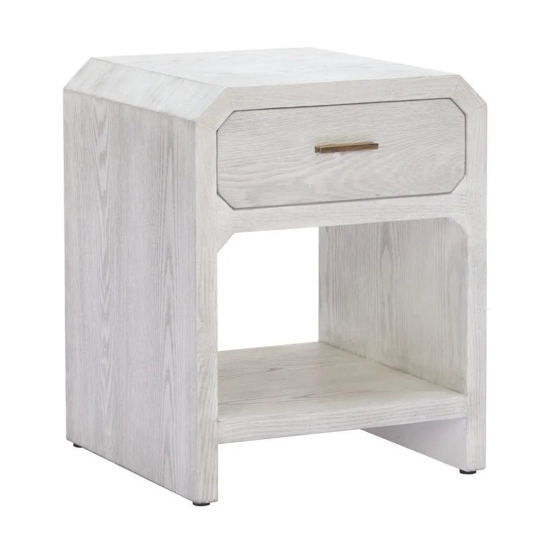 20" White Wood Faceted End Table With Drawer And Shelf Homeroots Living Room