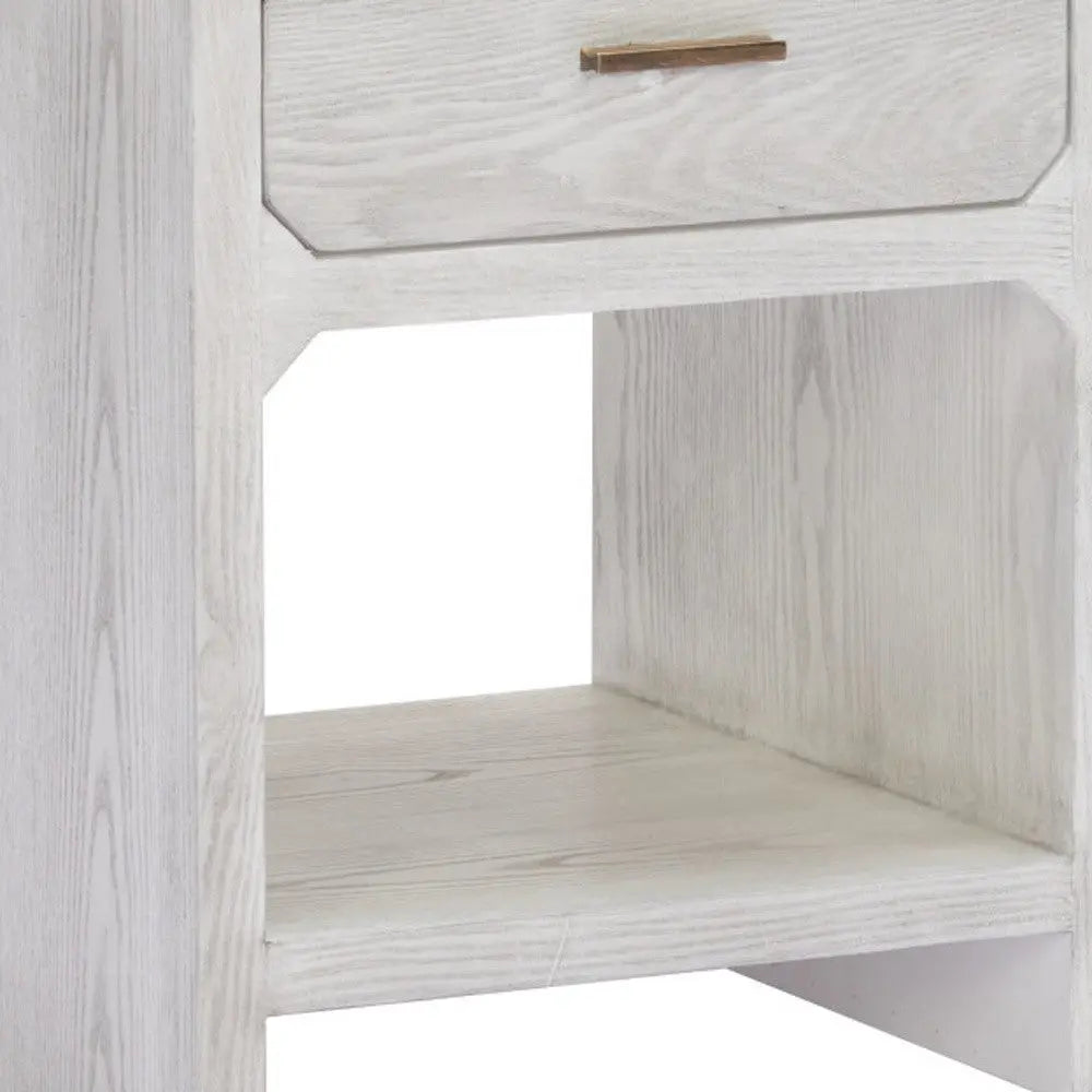 20" White Wood Faceted End Table With Drawer And Shelf Homeroots Living Room