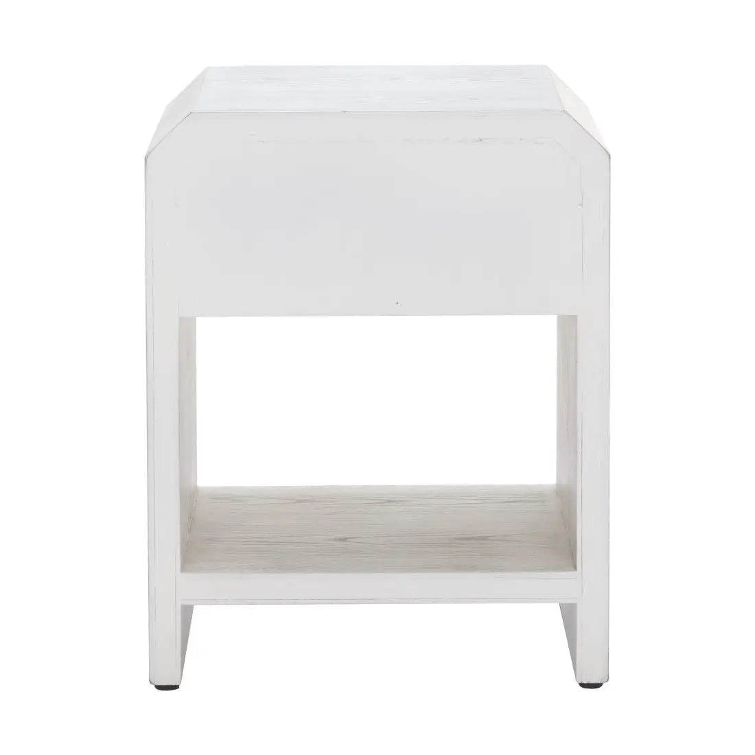 20" White Wood Faceted End Table With Drawer And Shelf Homeroots Living Room