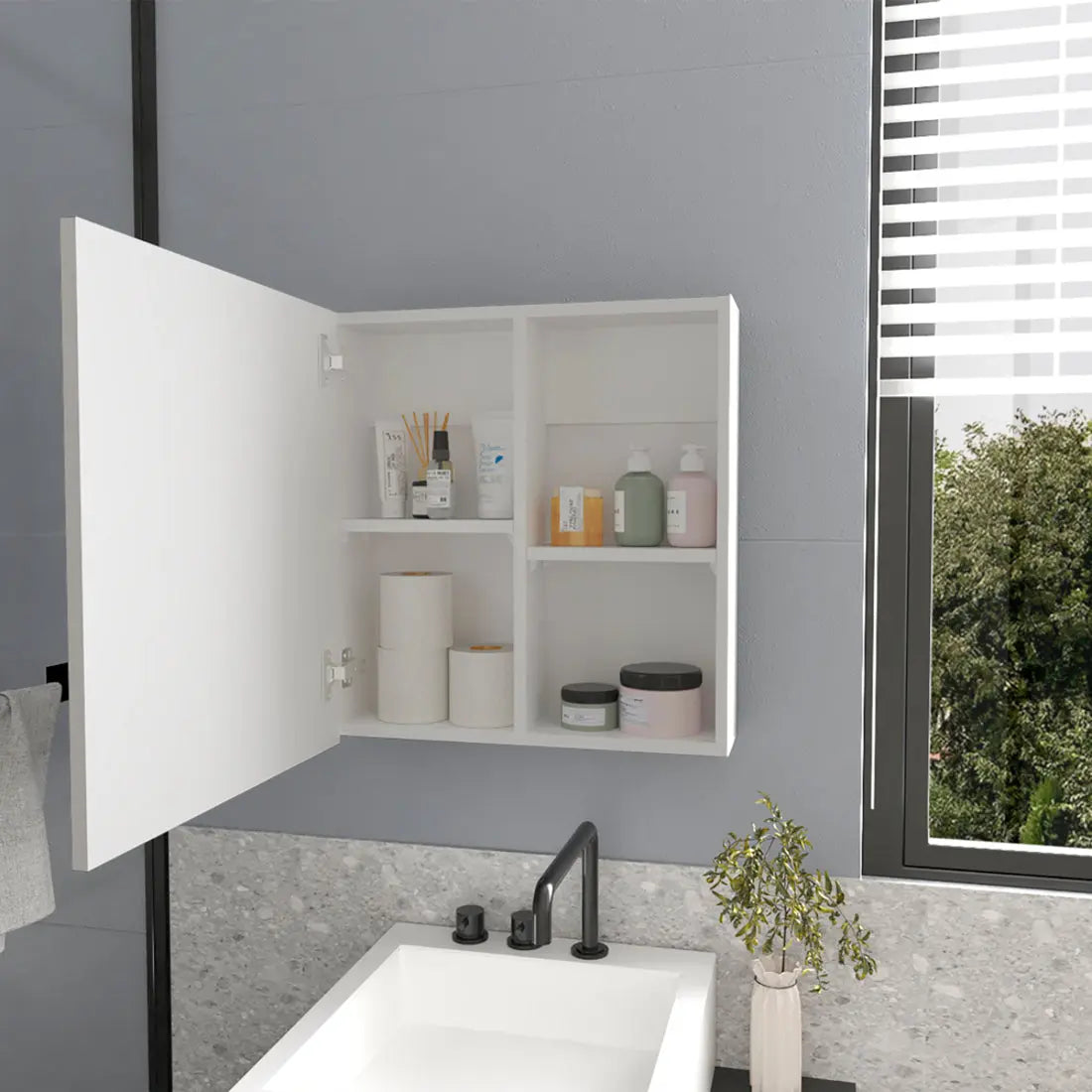 20" White Wood Floating Bathroom Vanity And Medicine Cabinet With Mirror - GreatEagleInc