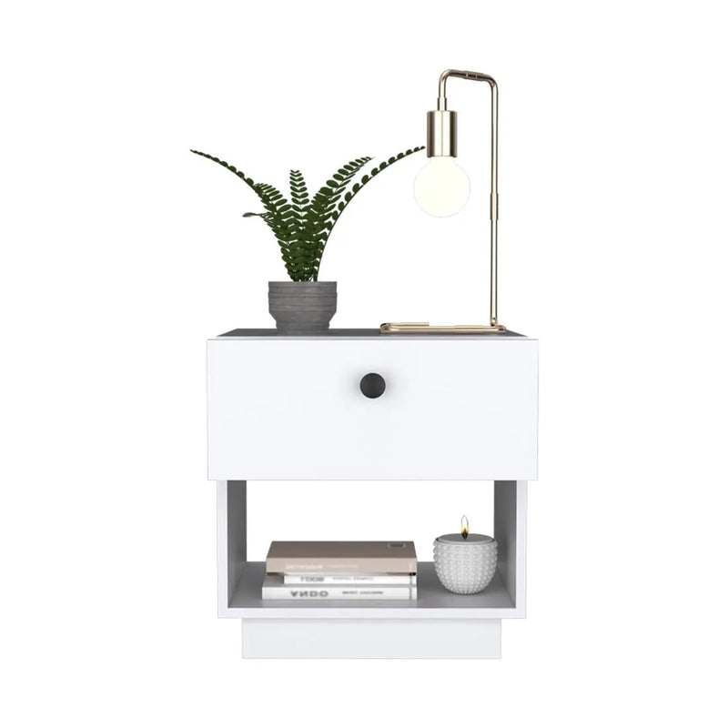 20" White Wood One Drawer Nightstand Homeroots Bed & Bath