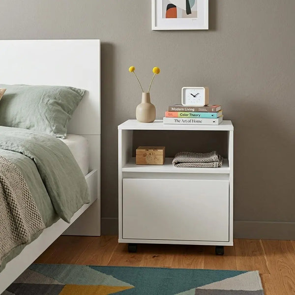 20" White Wood One Drawer Nightstand Homeroots Bed & Bath