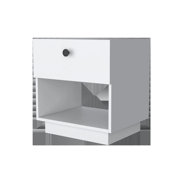 20" White Wood One Drawer Nightstand with Integrated Tech Homeroots Bed & Bath