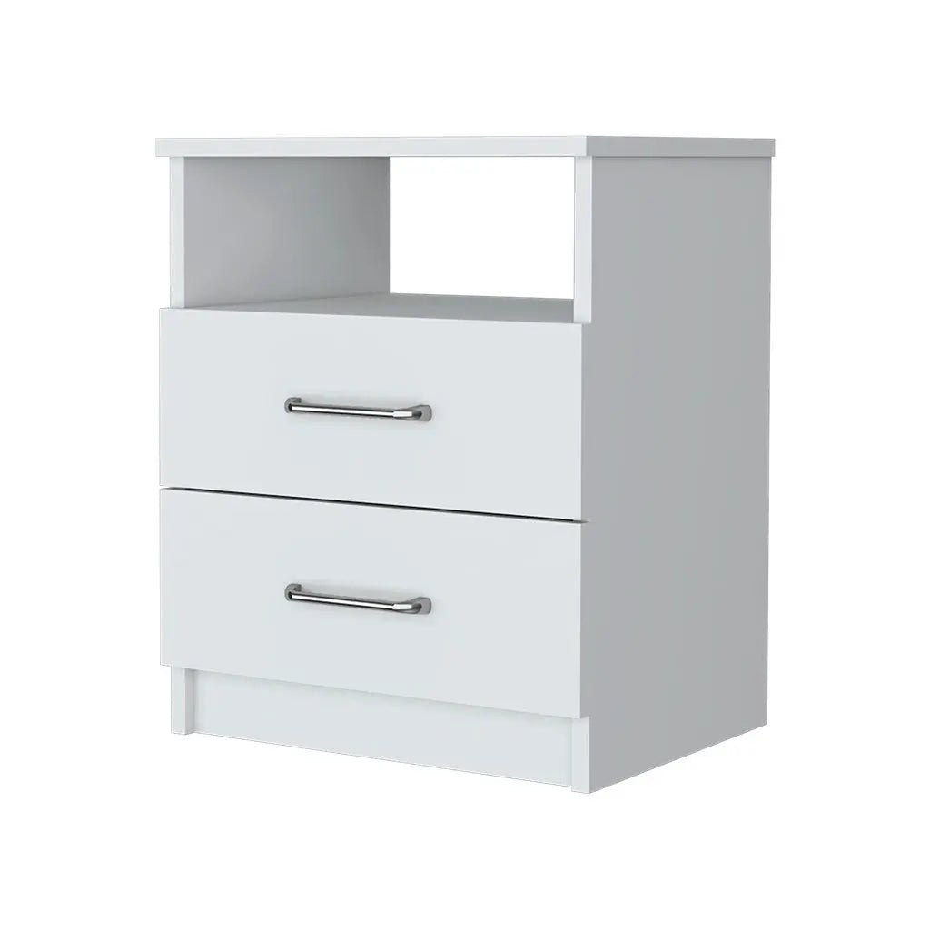 20" White Wood Two Drawer Nightstand Homeroots Bed & Bath