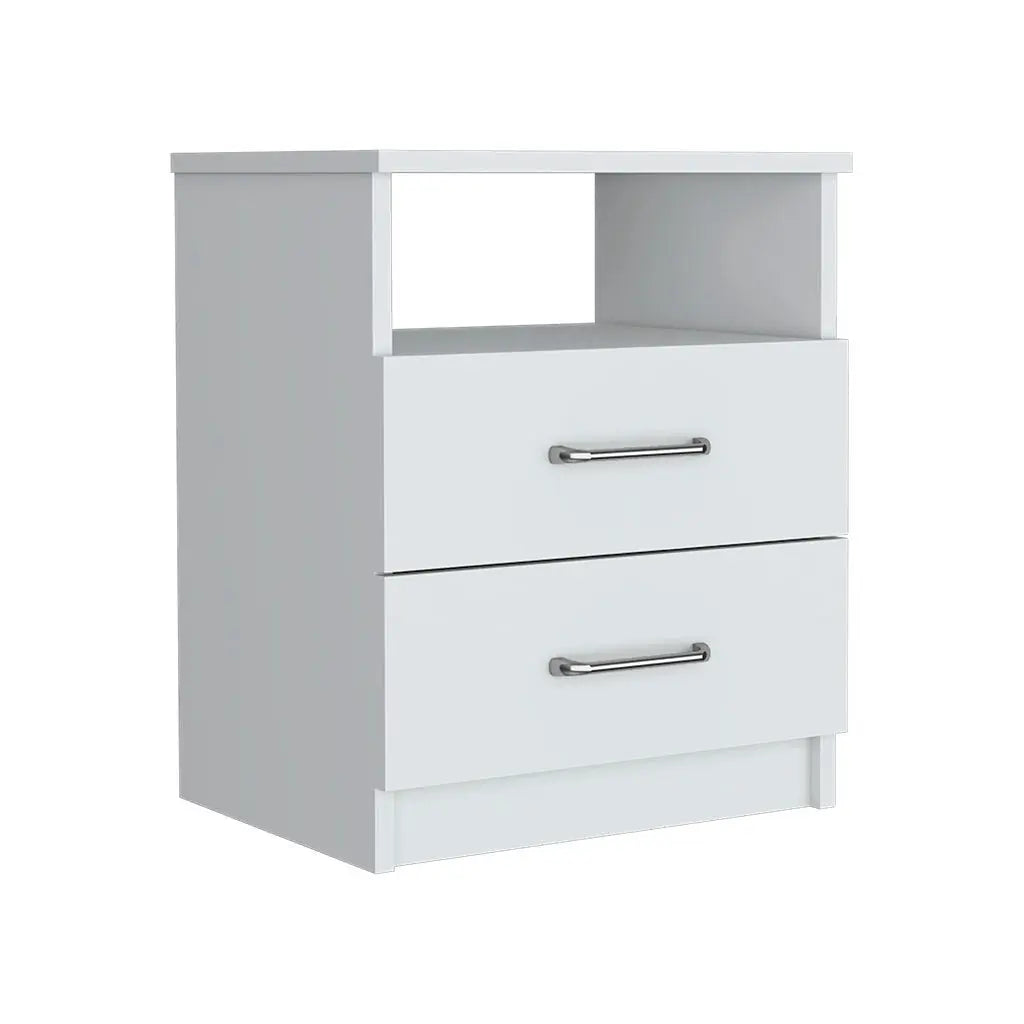 20" White Wood Two Drawer Nightstand Homeroots Bed & Bath