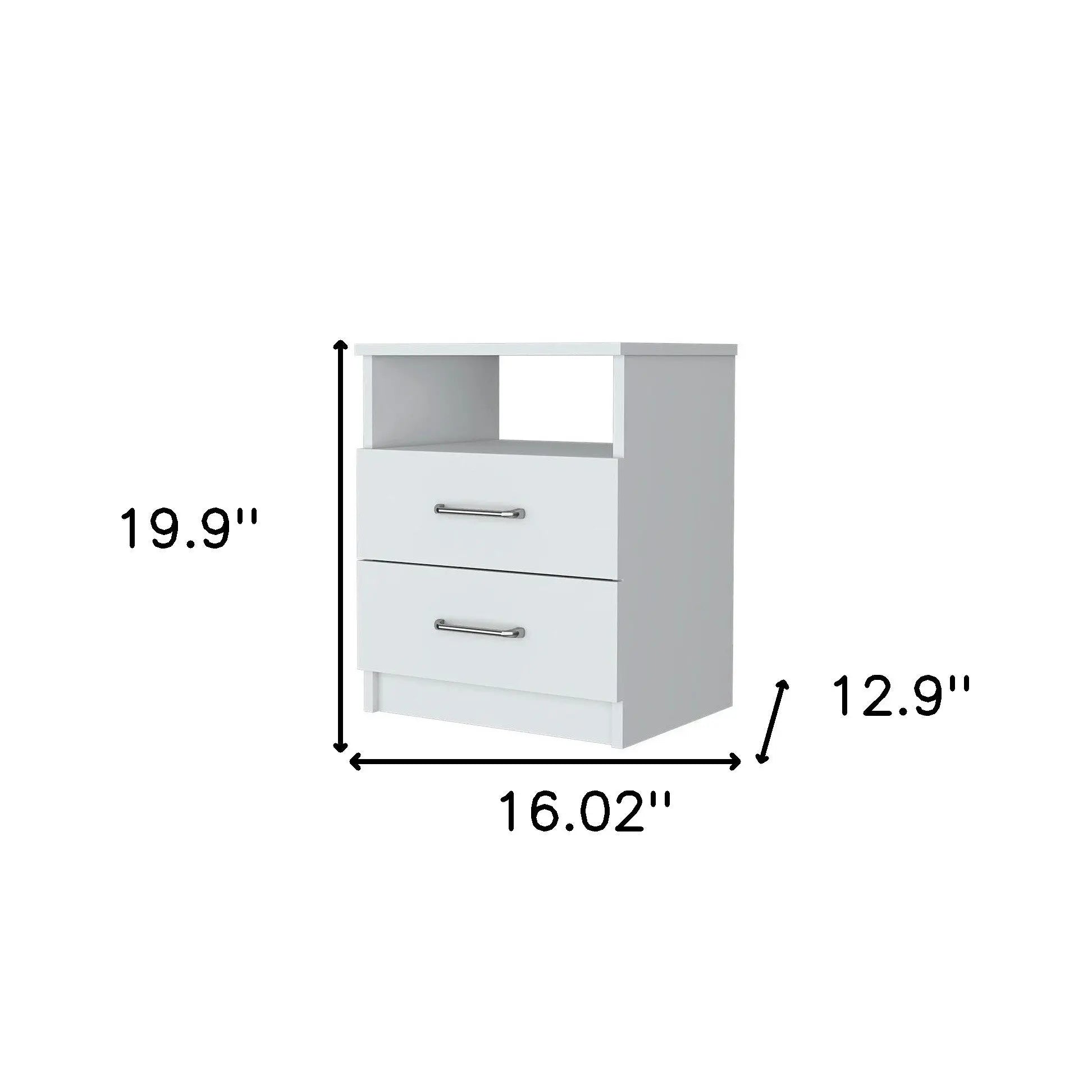 20" White Wood Two Drawer Nightstand Homeroots Bed & Bath