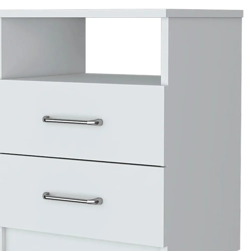 20" White Wood Two Drawer Nightstand Homeroots Bed & Bath