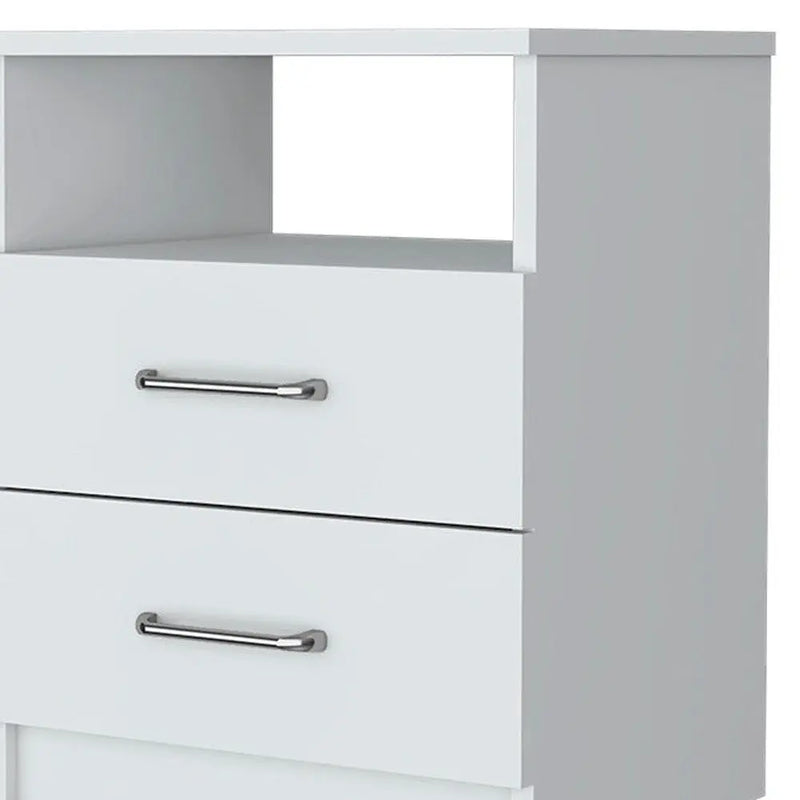 20" White Wood Two Drawer Nightstand Homeroots Bed & Bath