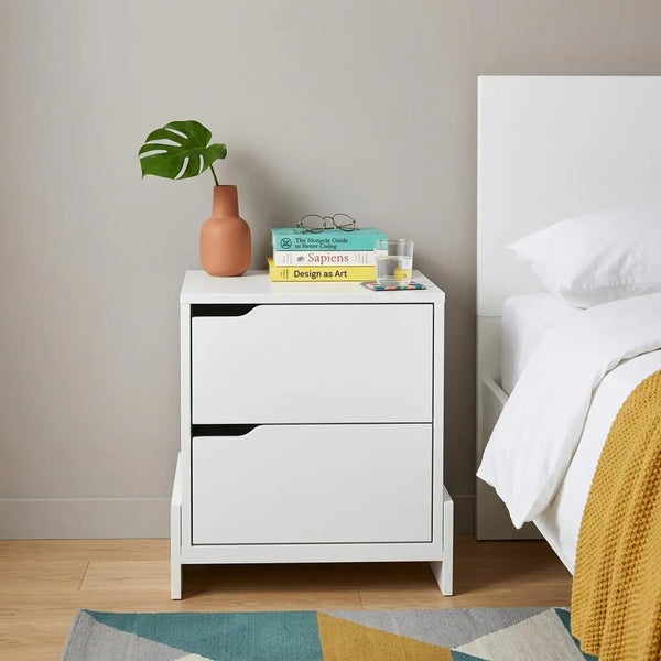 20" White Wood Two Drawer Nightstand Homeroots Bed & Bath