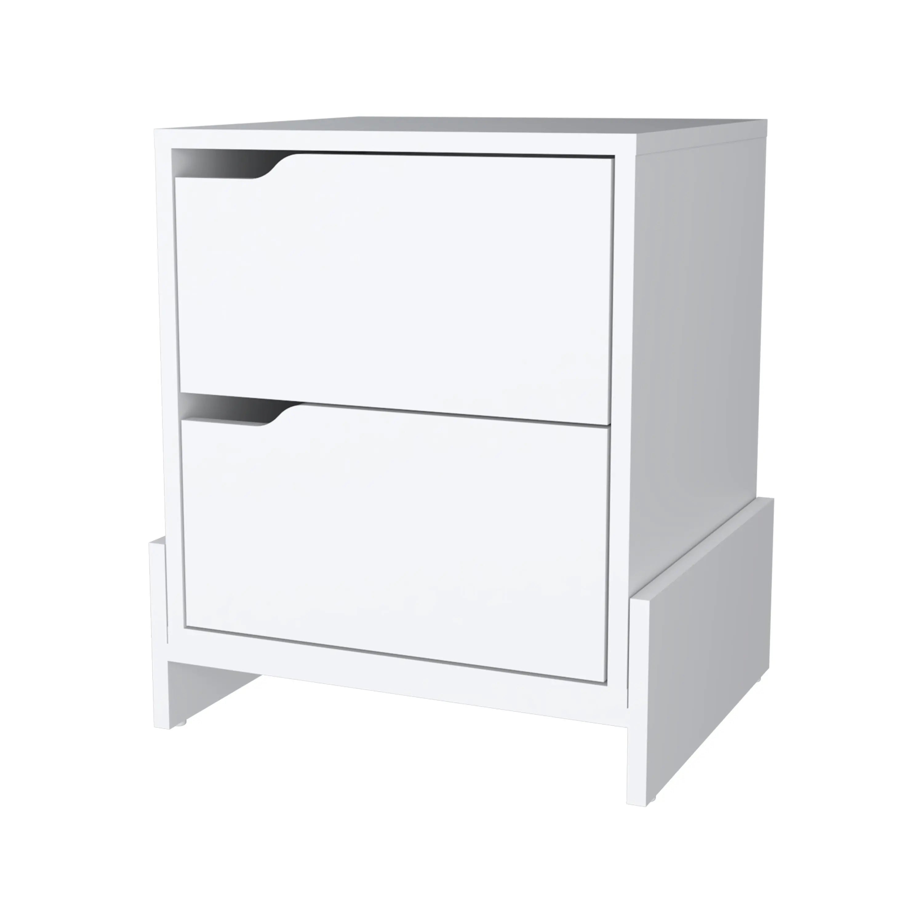 20" White Wood Two Drawer Nightstand Homeroots Bed & Bath