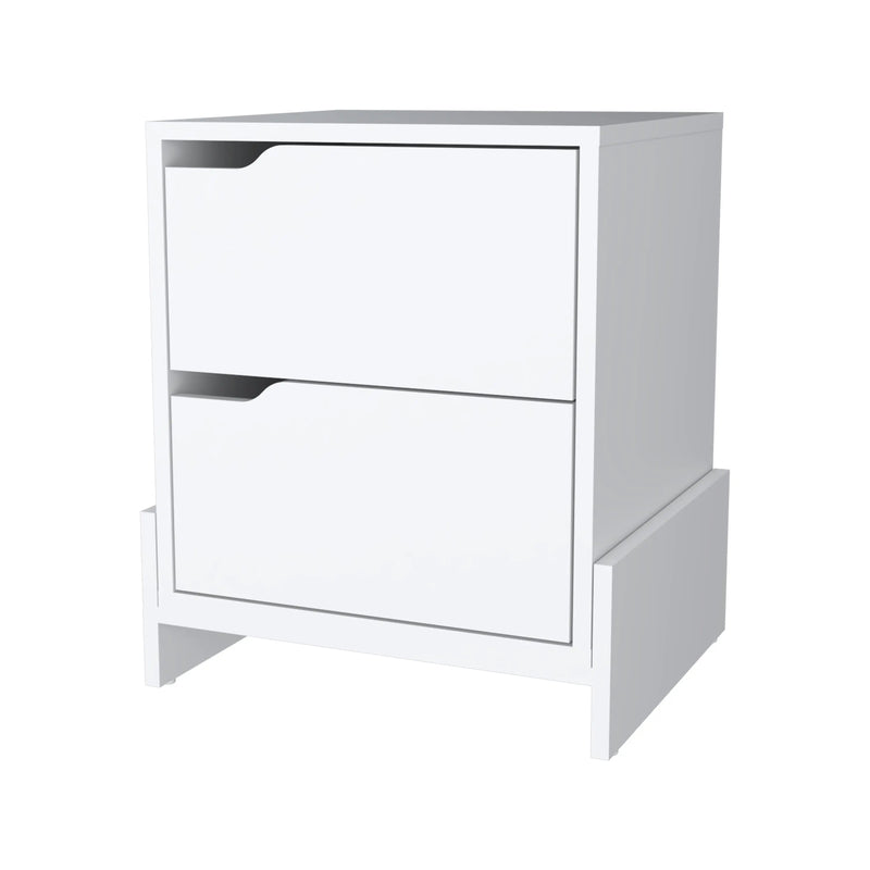 20" White Wood Two Drawer Nightstand Homeroots Bed & Bath
