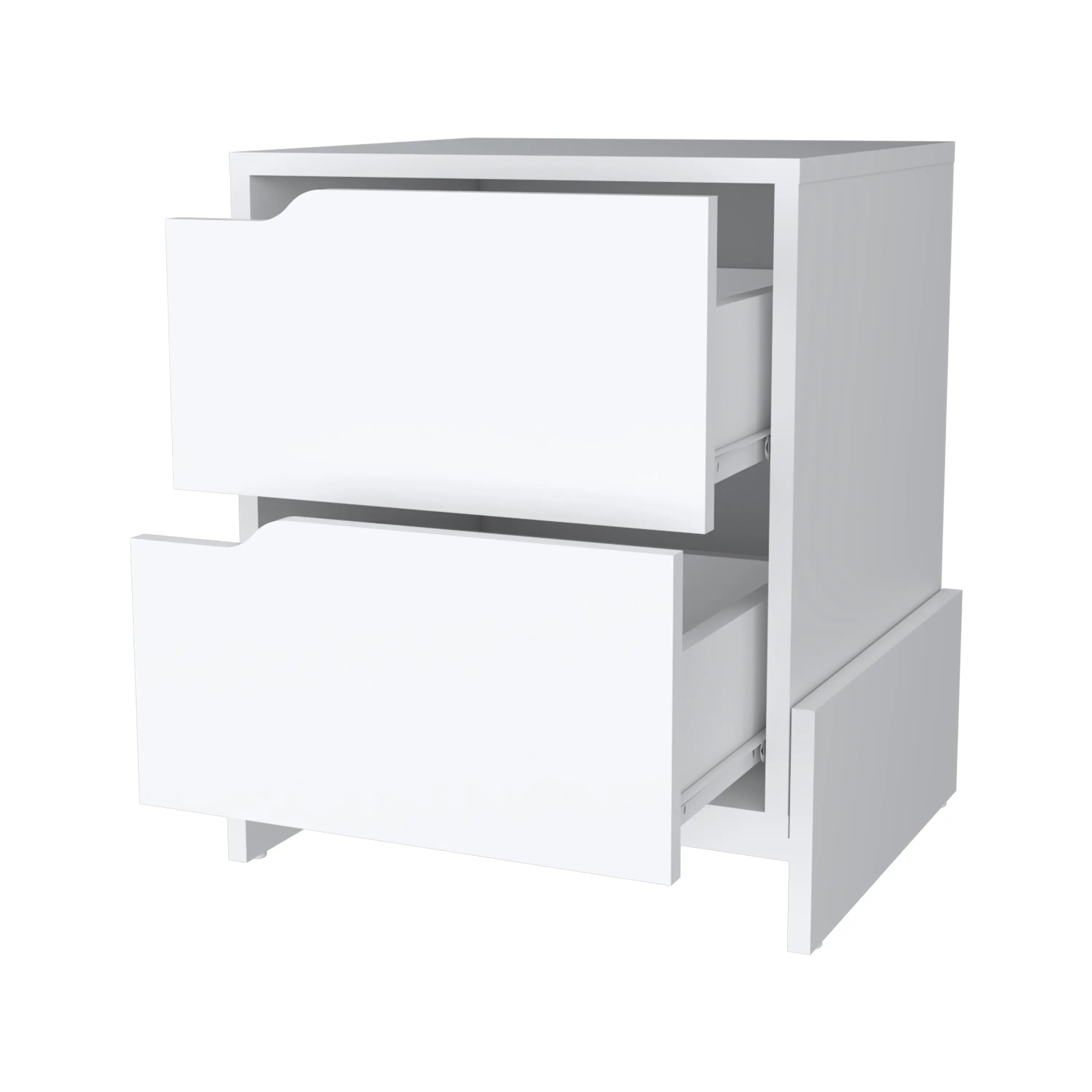 20" White Wood Two Drawer Nightstand Homeroots Bed & Bath