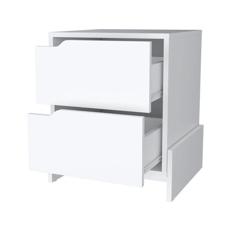 20" White Wood Two Drawer Nightstand Homeroots Bed & Bath