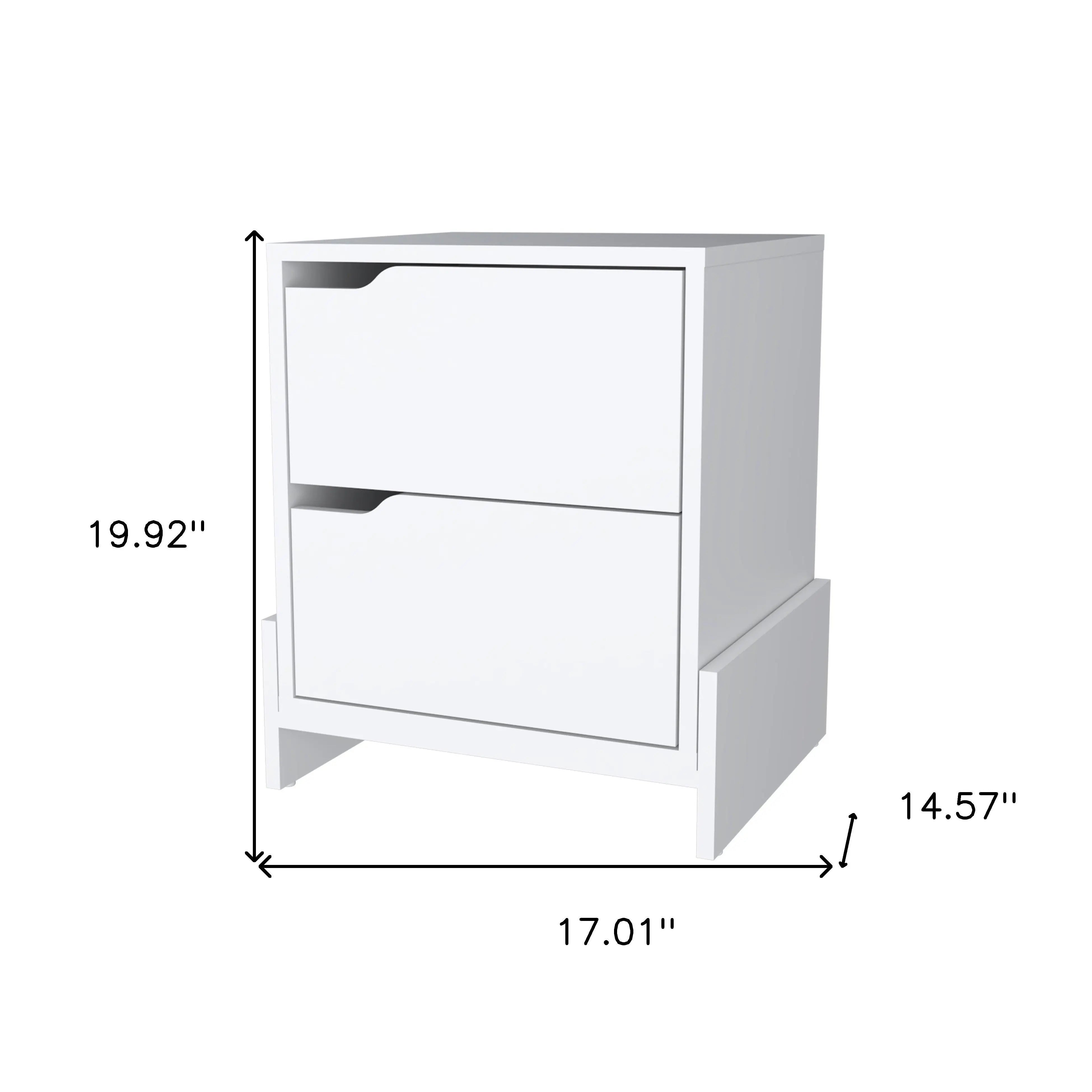 20" White Wood Two Drawer Nightstand Homeroots Bed & Bath