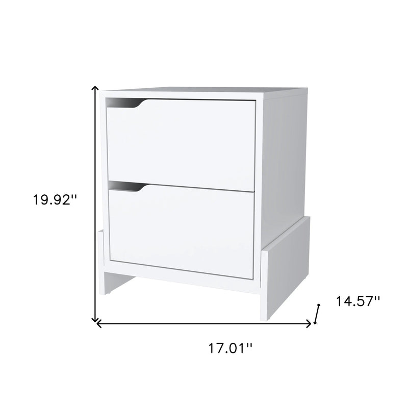20" White Wood Two Drawer Nightstand Homeroots Bed & Bath