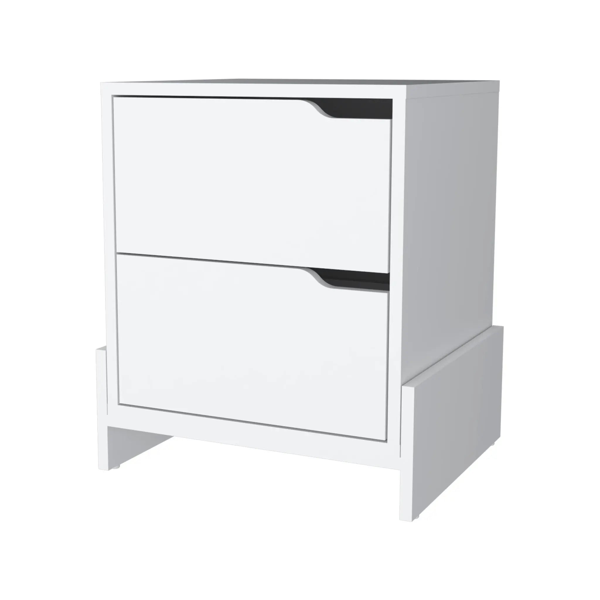 20" White Wood Two Drawer Nightstand Homeroots Bed & Bath