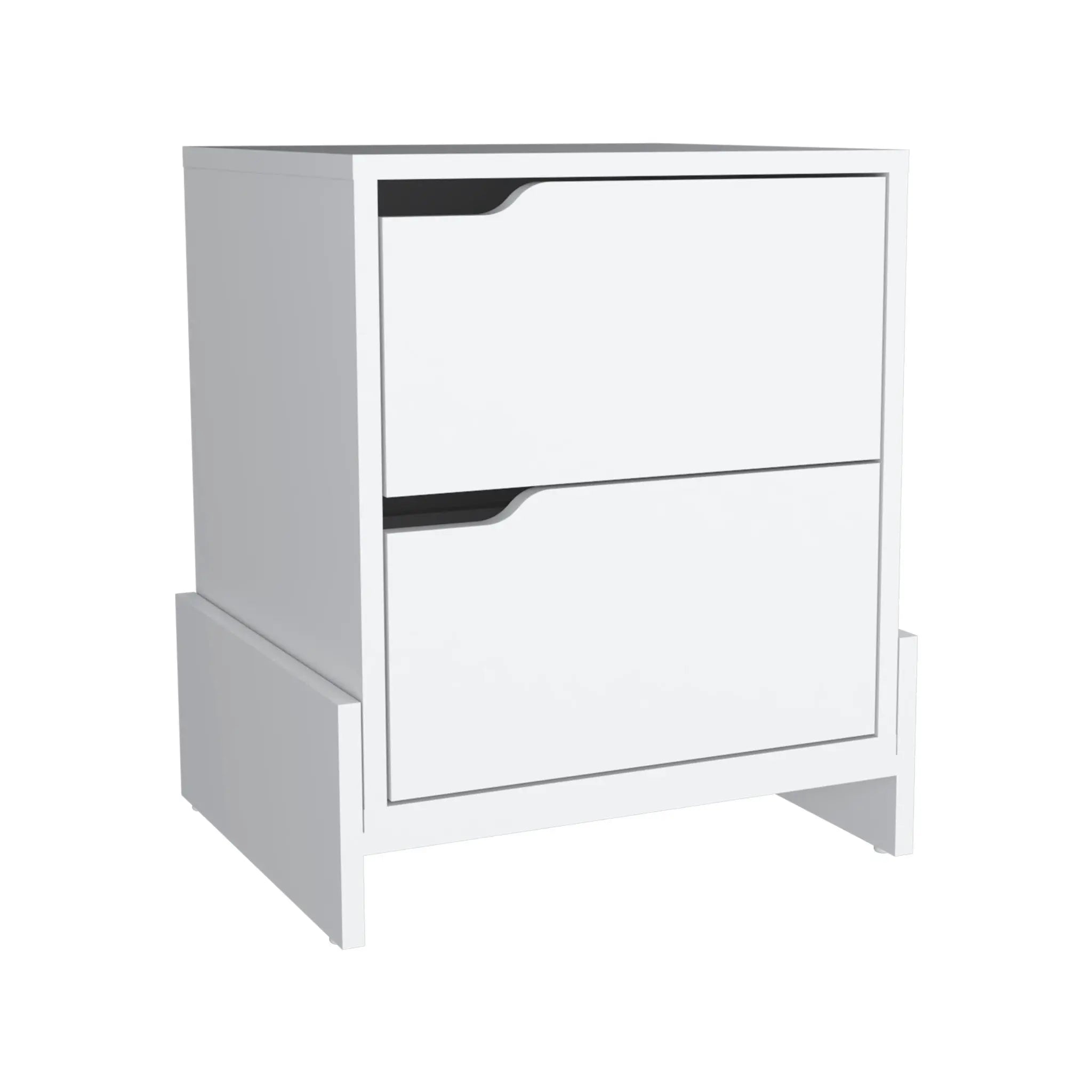 20" White Wood Two Drawer Nightstand Homeroots Bed & Bath