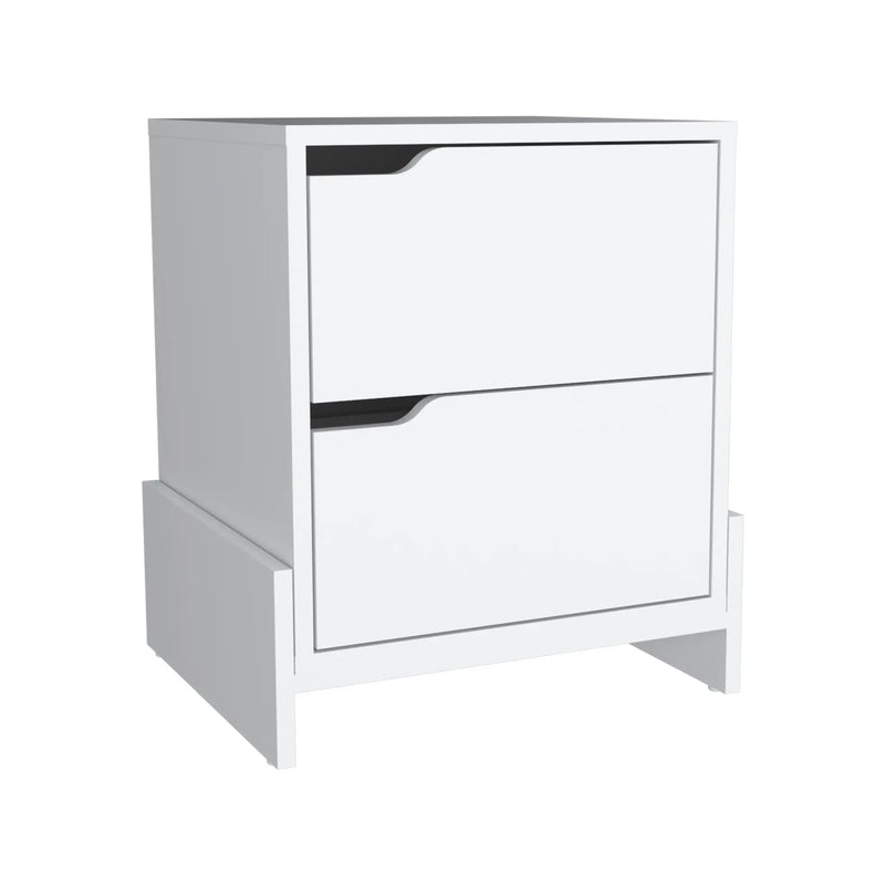 20" White Wood Two Drawer Nightstand Homeroots Bed & Bath