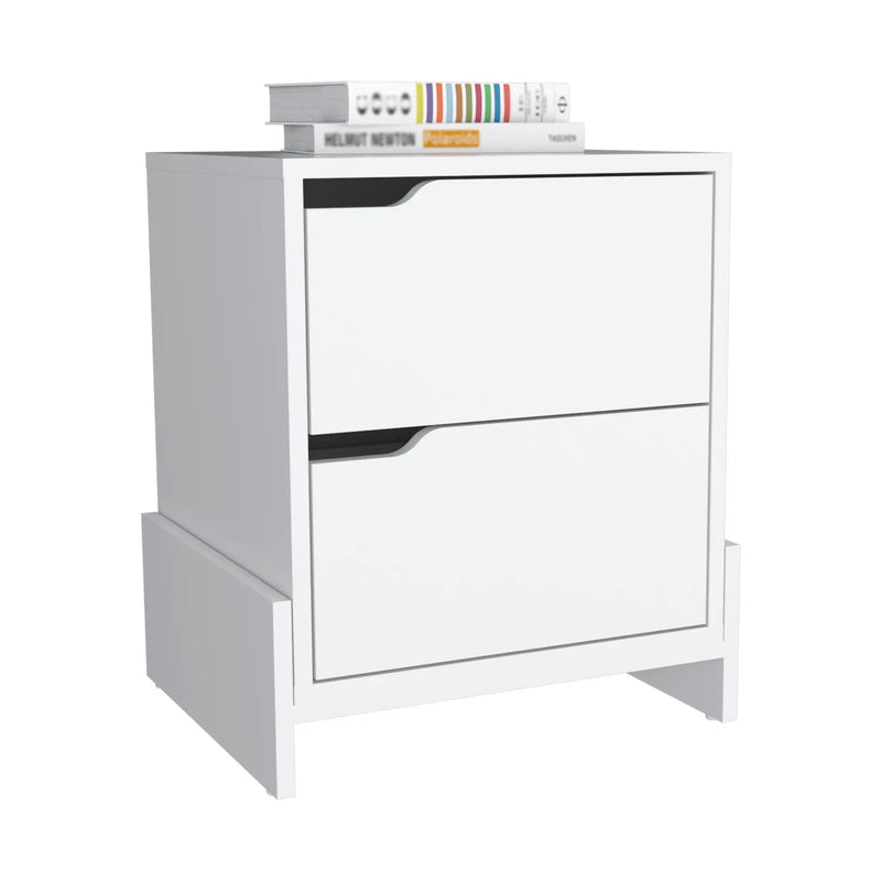 20" White Wood Two Drawer Nightstand Homeroots Bed & Bath