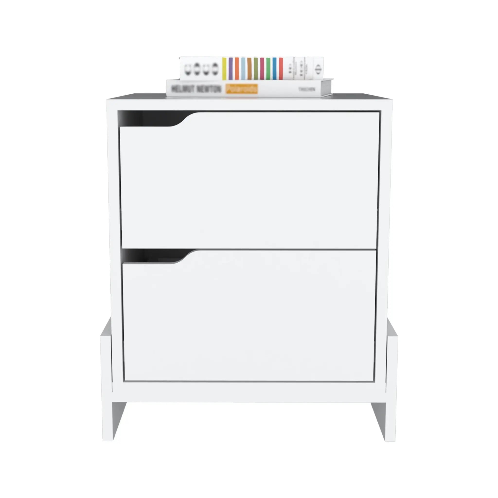 20" White Wood Two Drawer Nightstand Homeroots Bed & Bath