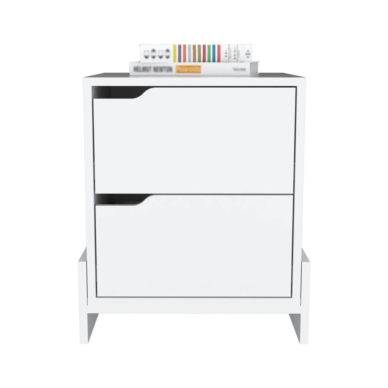20" White Wood Two Drawer Nightstand Homeroots Bed & Bath