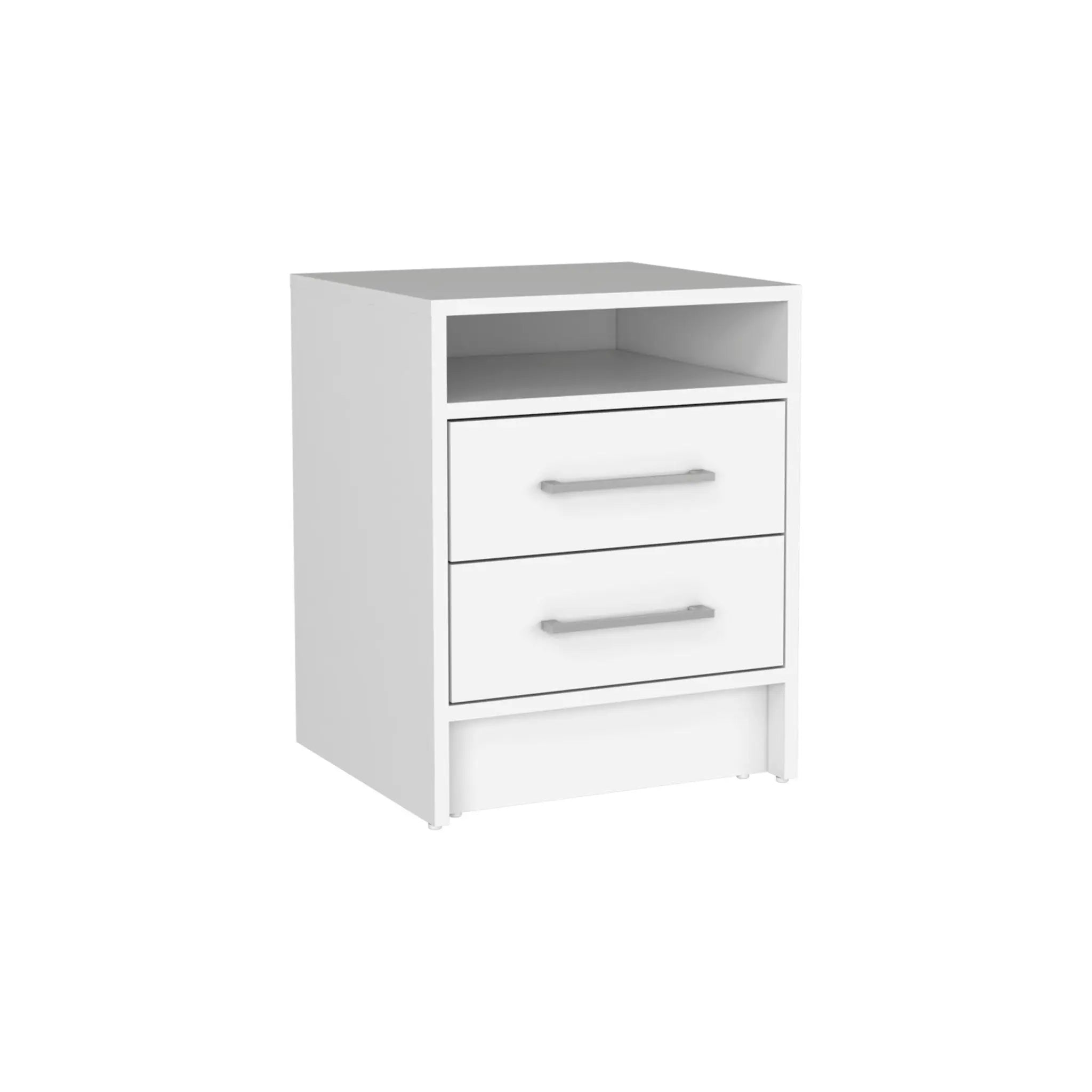 20" White Wood Two Drawer Nightstand Homeroots Bed & Bath
