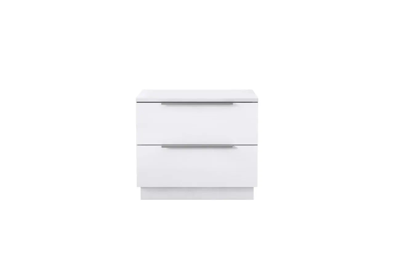 20" White Wood Two Drawer Nightstand Homeroots Bed & Bath