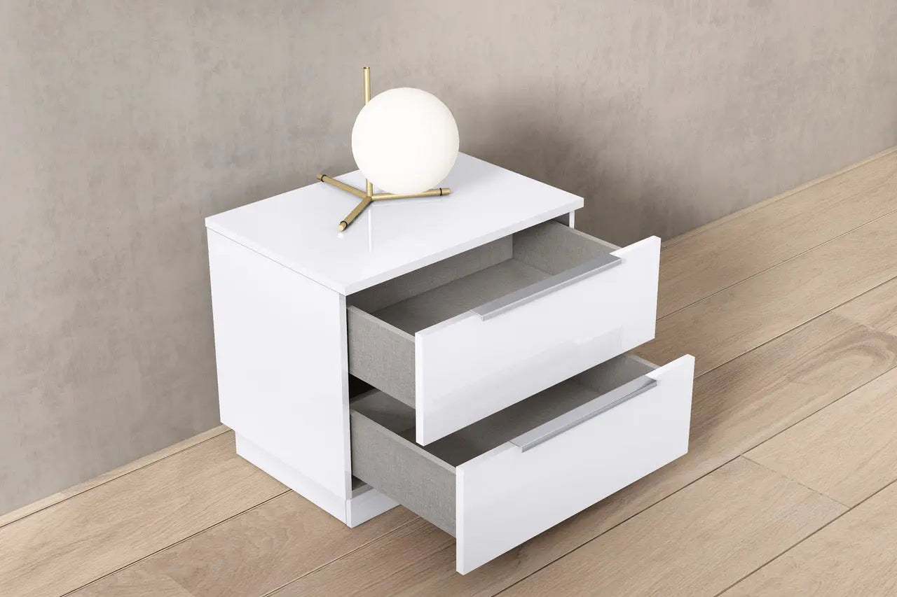 20" White Wood Two Drawer Nightstand Homeroots Bed & Bath