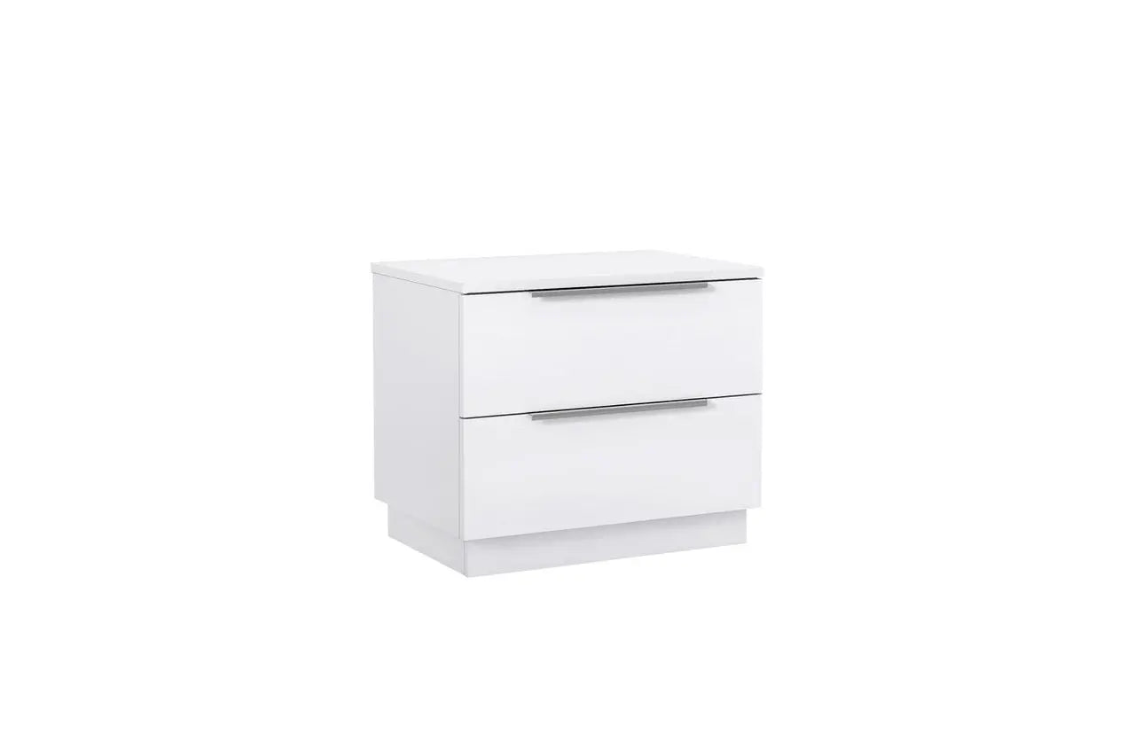20" White Wood Two Drawer Nightstand Homeroots Bed & Bath