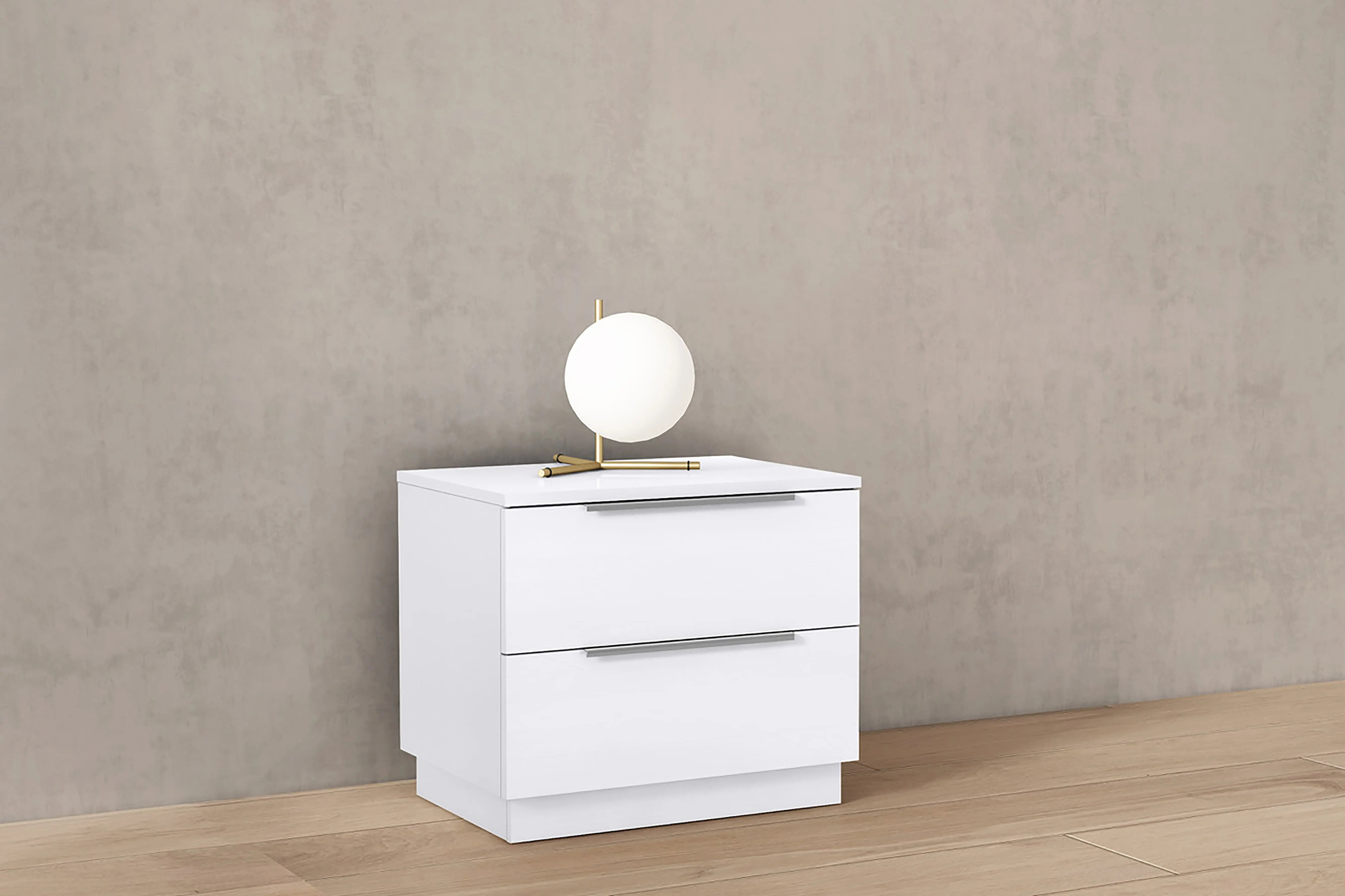 20" White Wood Two Drawer Nightstand Homeroots Bed & Bath