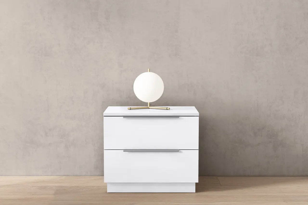 20" White Wood Two Drawer Nightstand Homeroots Bed & Bath