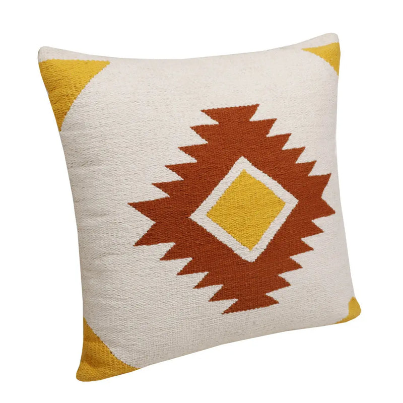 20" White Yellow And Red Striped Cotton Throw Pillow Cover Homeroots Home Decor