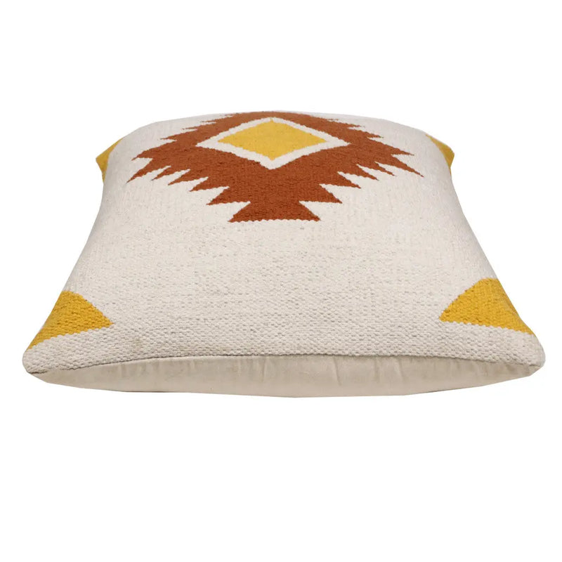 20" White Yellow And Red Striped Cotton Throw Pillow Cover Homeroots Home Decor