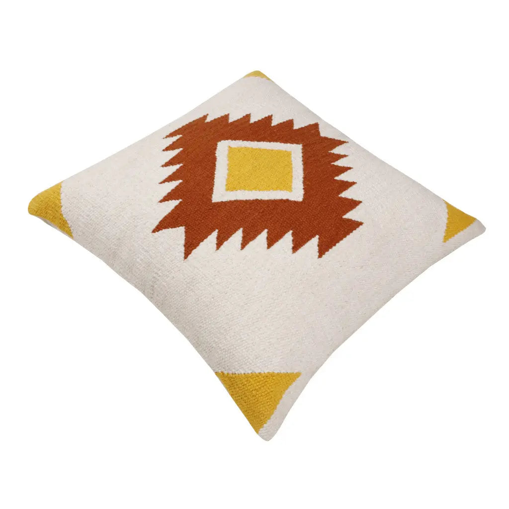 20" White Yellow And Red Striped Cotton Throw Pillow Cover Homeroots Home Decor